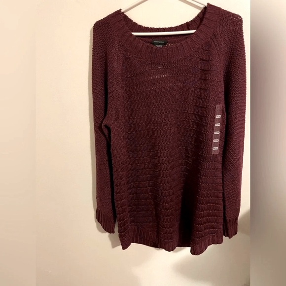 Sz 2XL women’s Calvin Klein Jeans knit sweater pullover burgundy crewneck - Picture 2 of 16